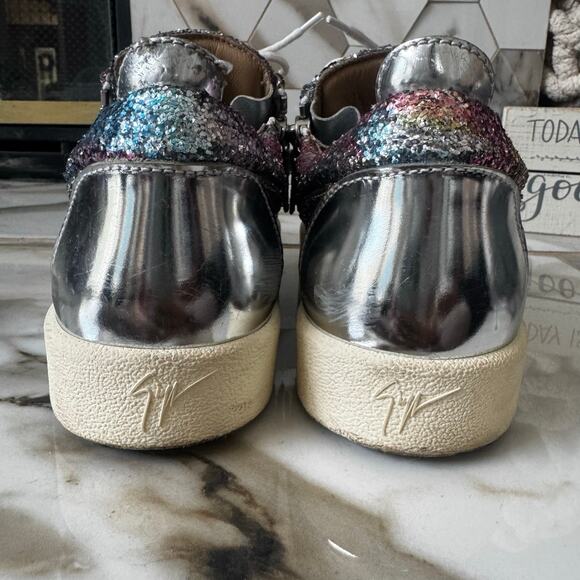 Giuseppe Zanotti Women’s Gail Rainbow Glitter Sneakers Size 40 Zip Up & Laces - Picture 4 of 11